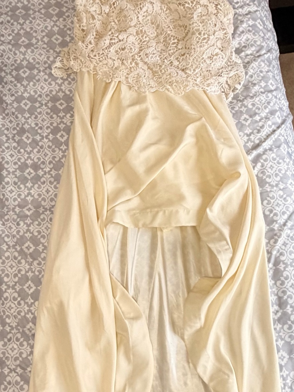 Ivory Lace Bodice Evening Dress